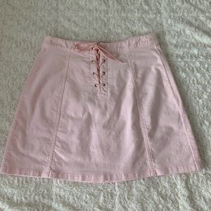 Light pink lace up skirt
